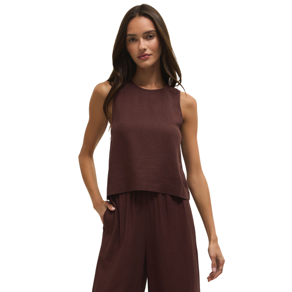 Sloane Linen Top Chocolate Cherry