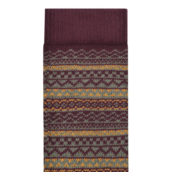 Cotton Pattern Knit Socks Zinfandel