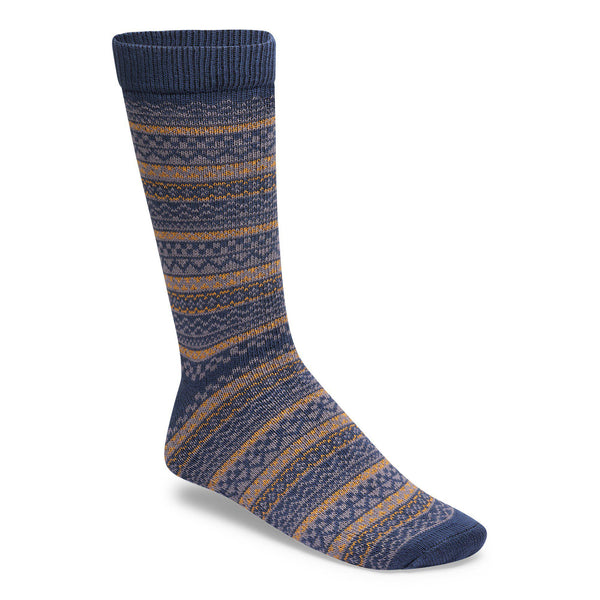 Cotton Pattern Knit Socks Navy
