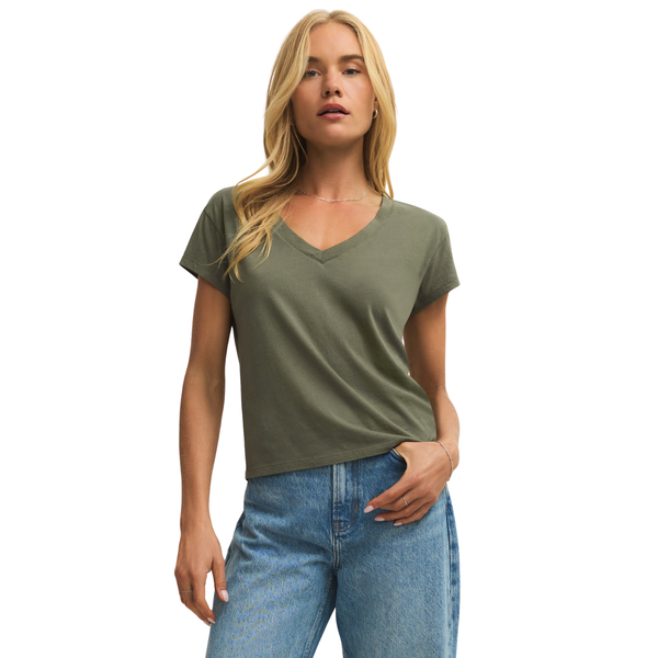 Modern V-Neck Tee Tea Leaf