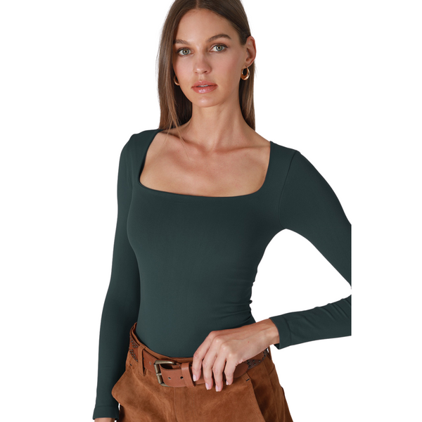 Double Lined Square Neck Long Sleeve