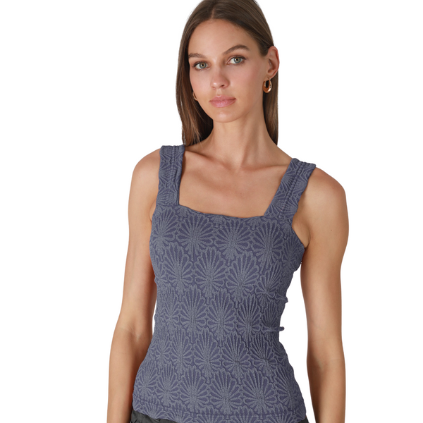 Lace Textured Square Neck Top