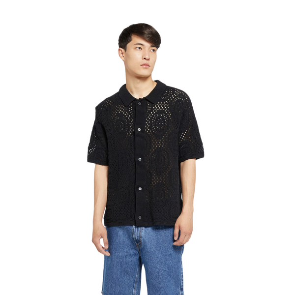 Sweater Camp Shirt Pointelle Crochet