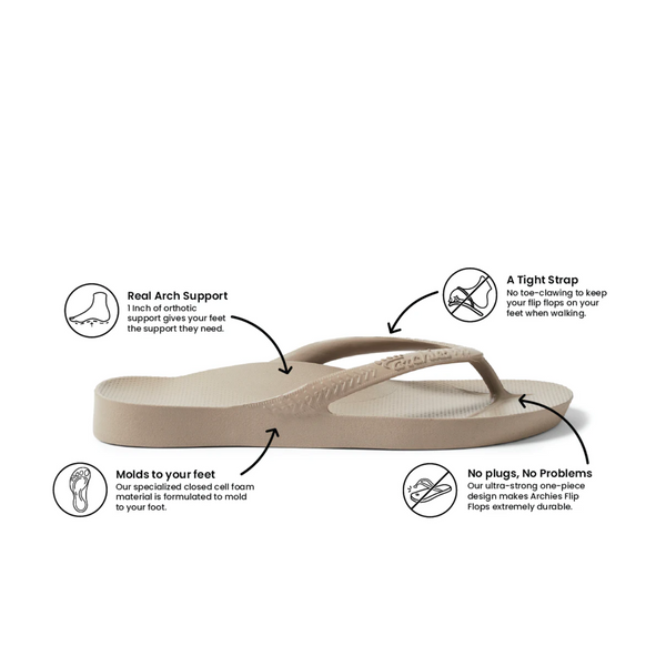 Taupe Arch Support Flip Flops