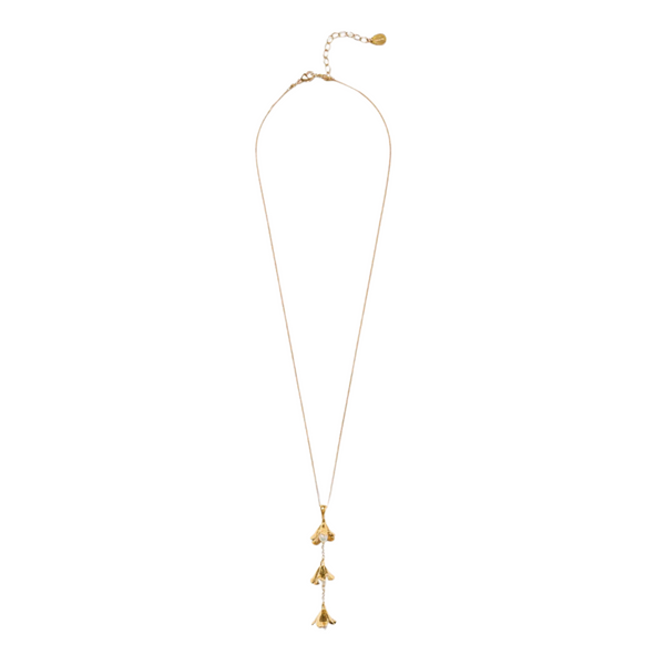 Bellflower Drop Necklace Gold Pearl