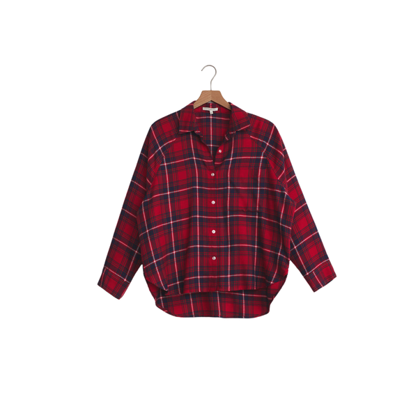 River Plaid Button Up Haute Red