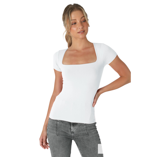 Square Neck Short Sleeve Top