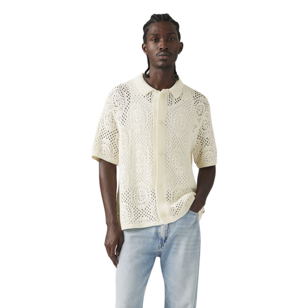 Sweater Camp Shirt Pointelle Crochet