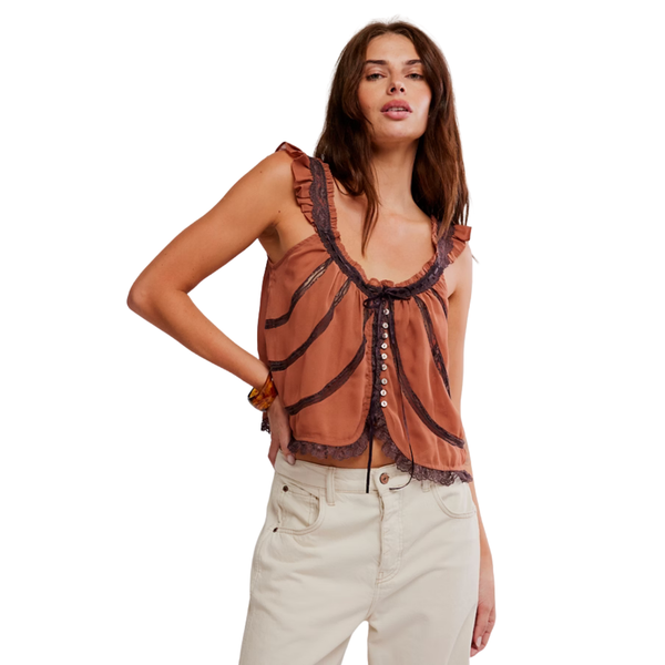 Mabel Lace Detail Tank Peony Canyon