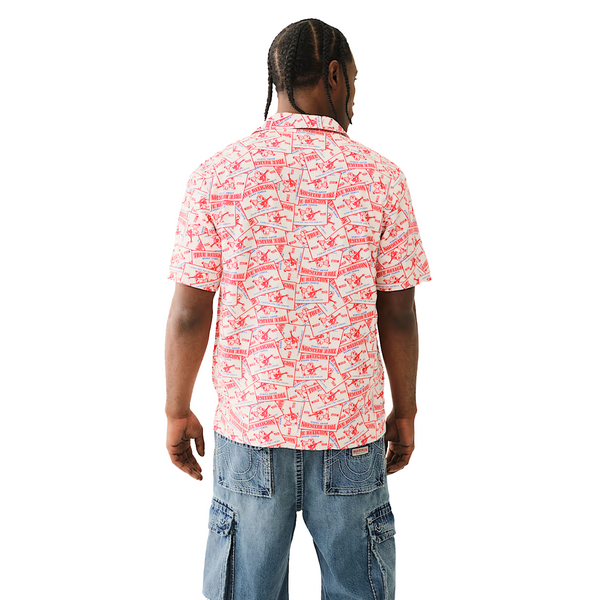 Allover Buddha Print Camp Shirt