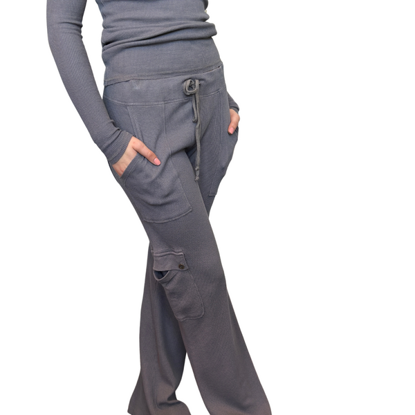 Wide Leg Thermal Cargo Sweatpant