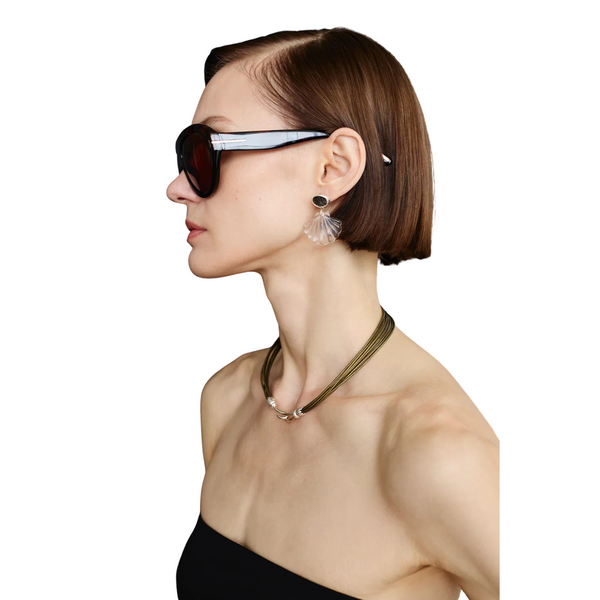 Scallop Earrings Clear Quartz