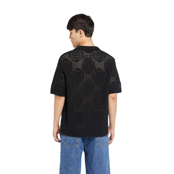 Sweater Camp Shirt Pointelle Crochet