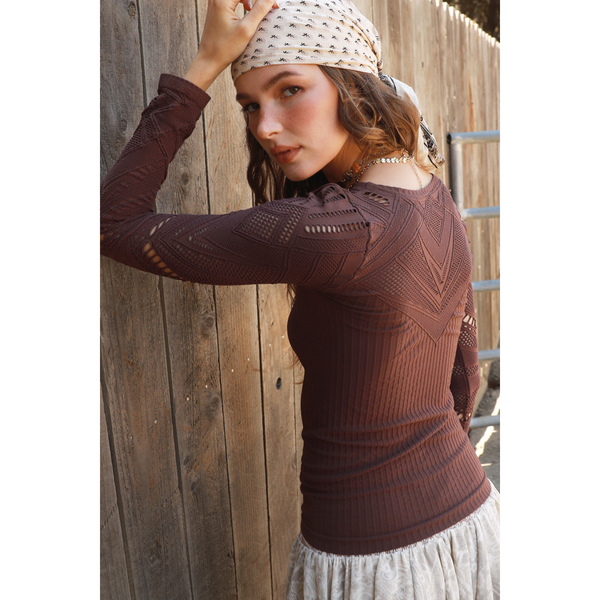 Lace Textured Long Sleeve