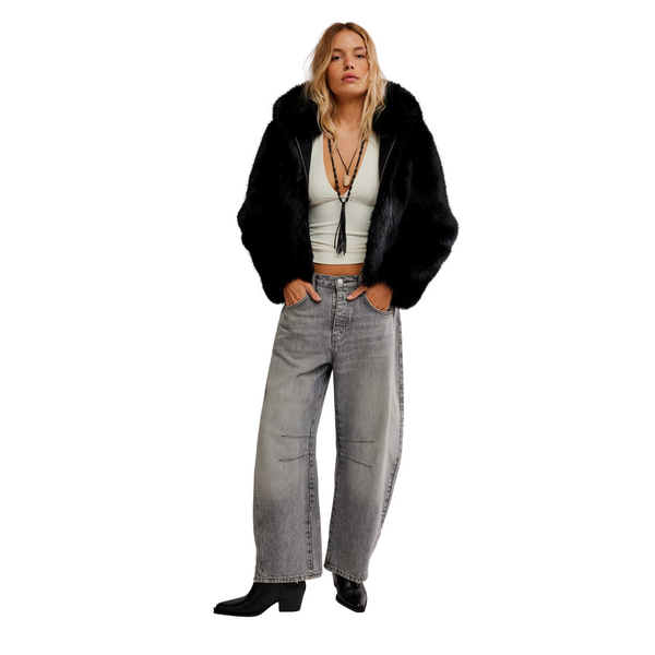 Louder Please Hooded Faux Fur Jacket