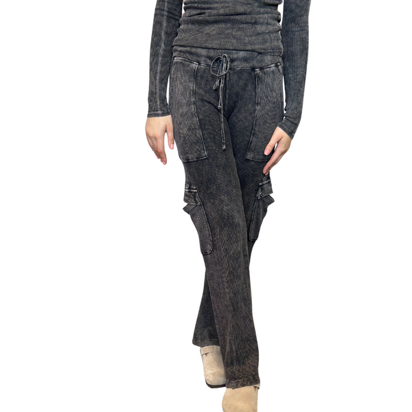 Wide Leg Thermal Cargo Sweatpant Mineral