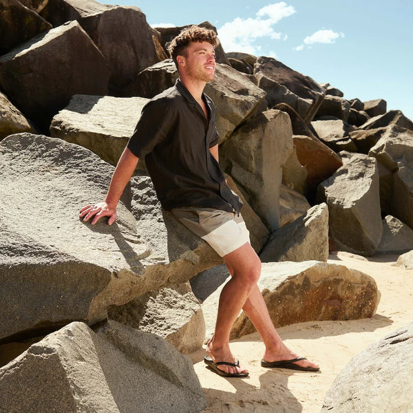 Men's Black Arch Support Flip Flops