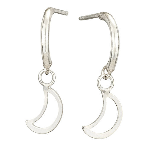 Open Moon Dangle Stud Earrings