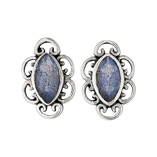 Labradorite Oval Stud Earrings