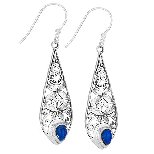 Floral Teardrop Lapis Earrings