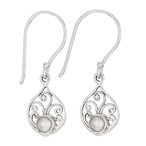 Open Scroll Circle Pearl Earrings