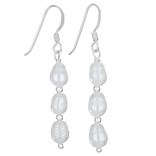 Triple Pearl Drop Earrings