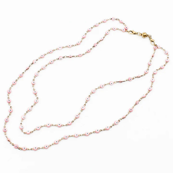 Evil Eye Layering Necklace Pink