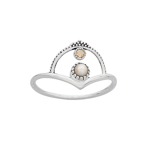 Pearl & Citrine Arch Ring