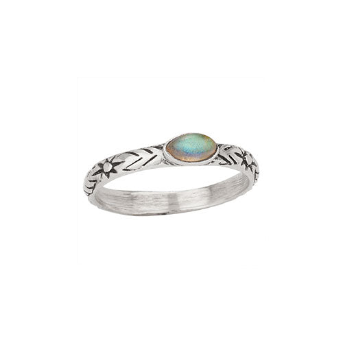 Thin Carved Labradorite Band Ring