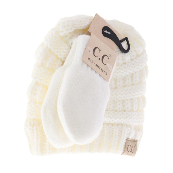 Baby CC Beanie with Mittens Set