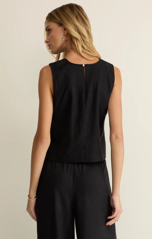 Sloane Linen Top Black