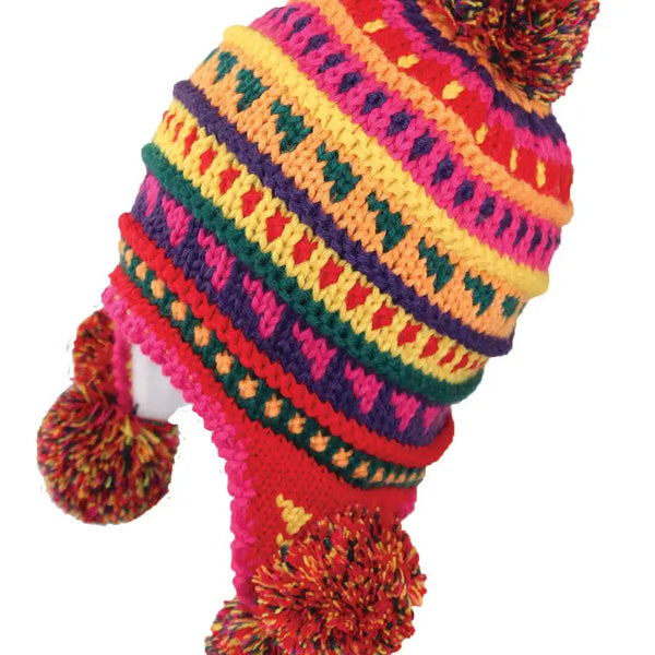 Rainbow Heart Pom Hat