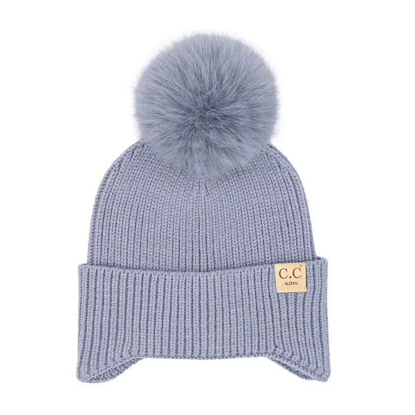 Kid's C.C Double Pom Ear Flap Beanie