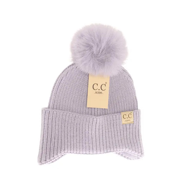 Kid's C.C Double Pom Ear Flap Beanie