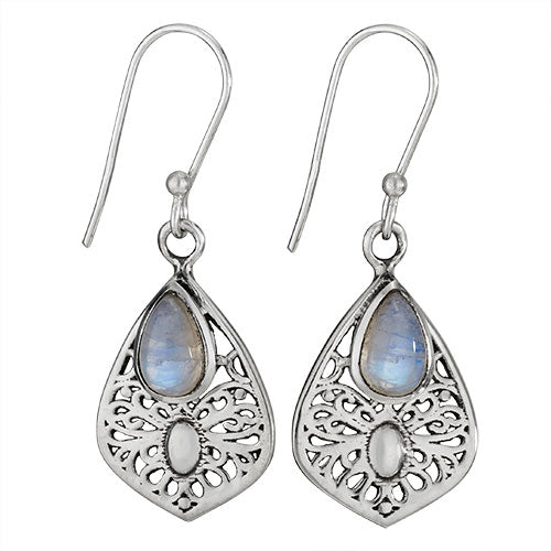 Moonstone Scroll Bottom Earring