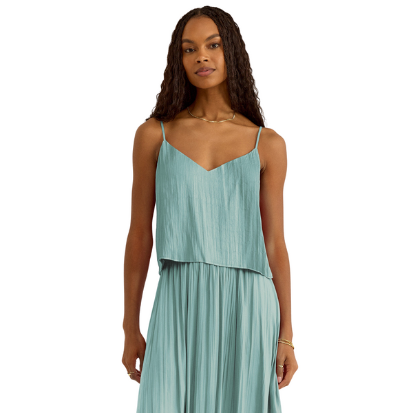Fiore Crinkle Satin Tank Sea Pine