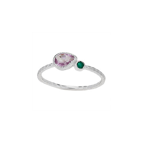 Amethyst Emerald Stacker Ring