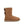 Tan suede boot with three brown buttons on a white background