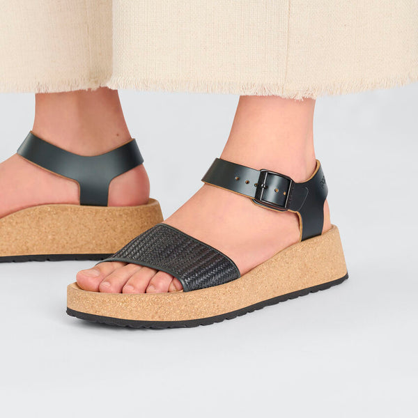 Glenda Black Raffia Sandal