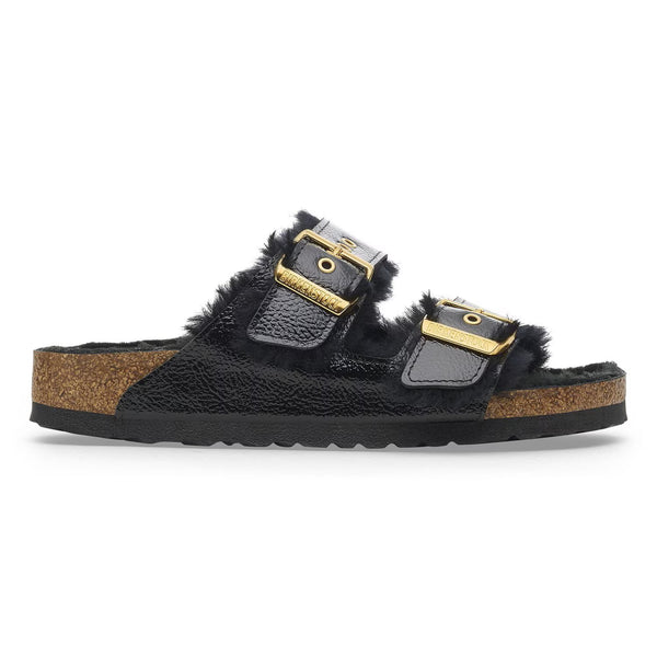 Arizona Shiny Black Shearling Gold