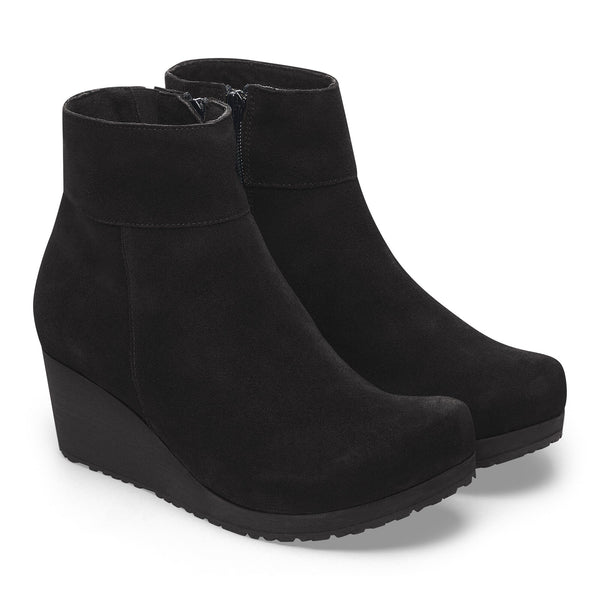 Ebba Black Suede Wedge Boots