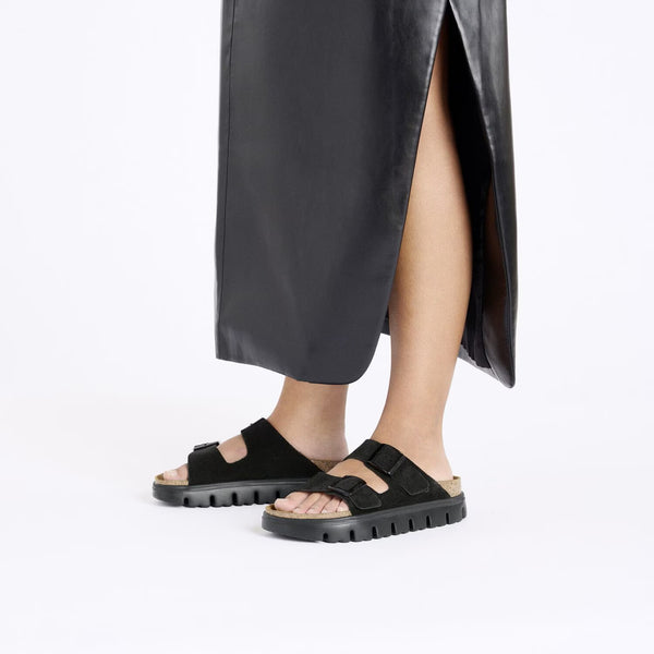 Arizona Platform Chunky Black Suede