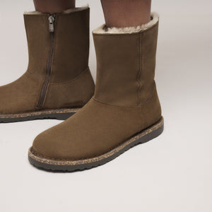 Uppsala Zip Shearling Suede Dark Tea