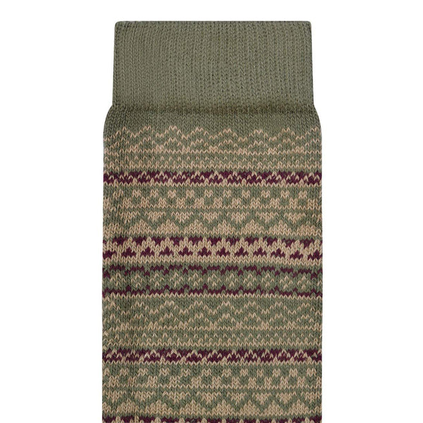 Cotton Pattern Knit Socks Pure Sage