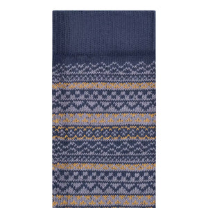 Cotton Pattern Knit Socks Navy