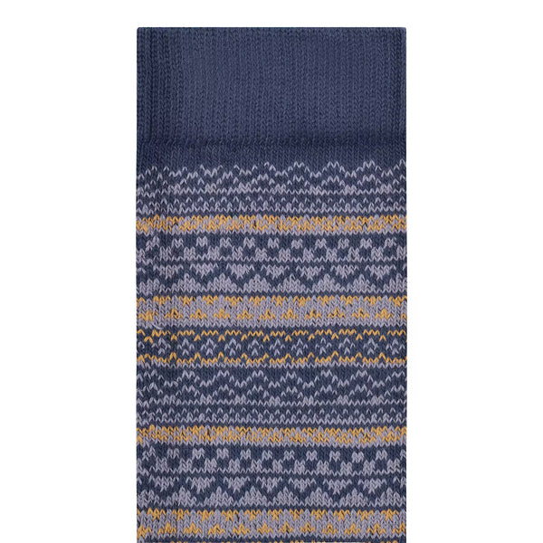 Cotton Pattern Knit Socks Navy