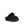 Black fluffy slipper with brand logo on a white background.