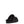 Black fluffy slipper with brand logo on a white background.