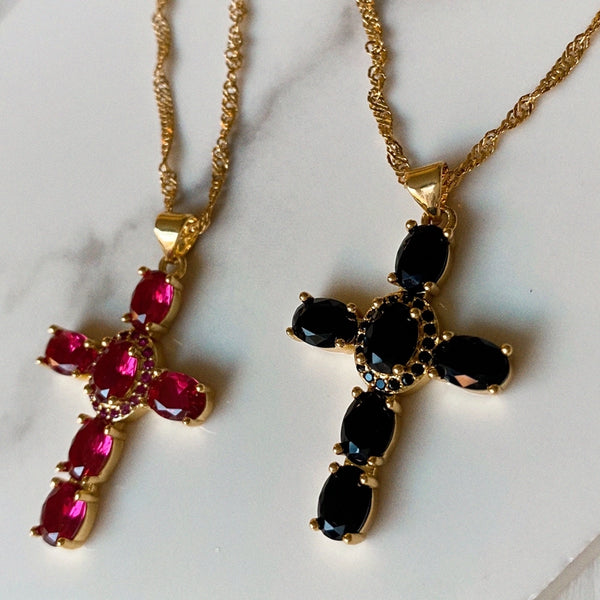 Adorn Cross Necklace Black