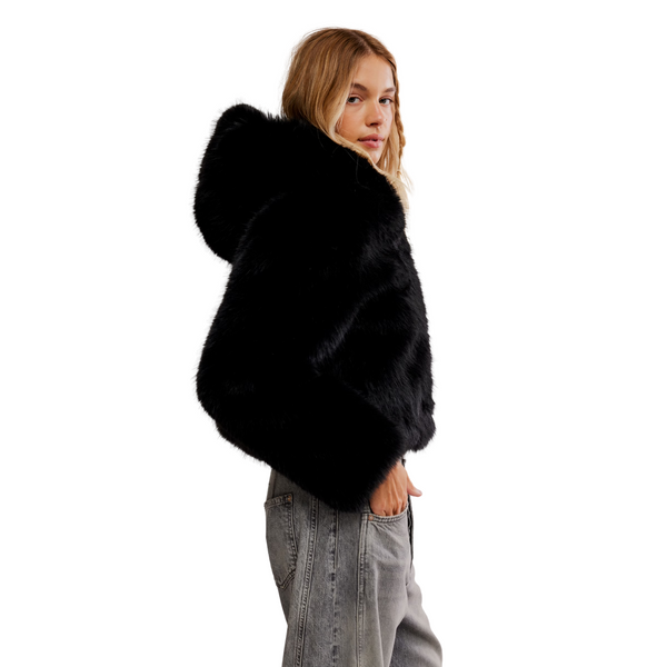 Louder Please Hooded Faux Fur Jacket